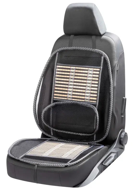 Housse de siège respirante en bambou avec soutien lombaire en beige/noir, 1 pièce Prix Cassé