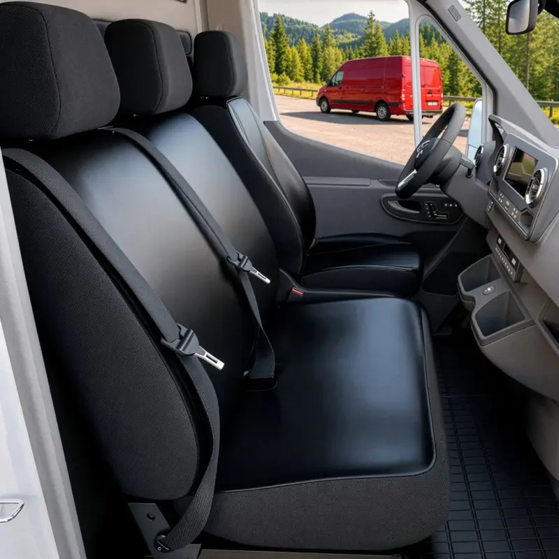 Remise Housse de siège Transporter en simili cuir pour Renault Trafic II, Opel Vivaro, Nissan Primastar, siège simple et double