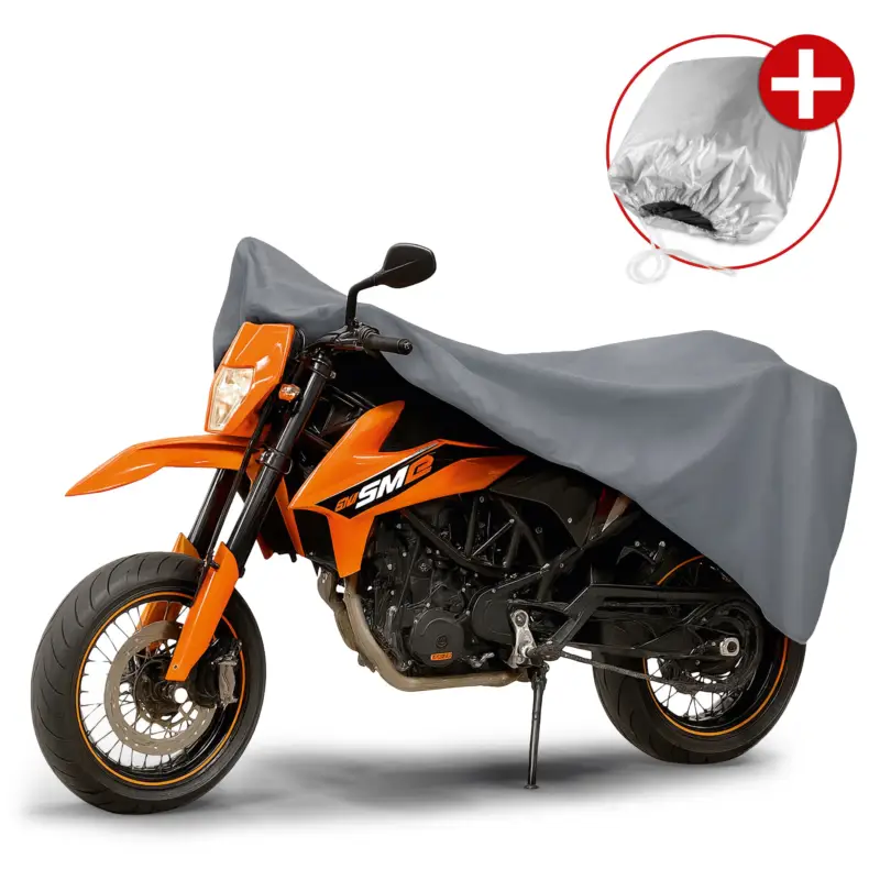 Premium Bâche de protection pour moto L, Bâche de protection pour moto en PVC robuste, Garage pour moto étanche - 250x100x130 cm gris Vente Flash