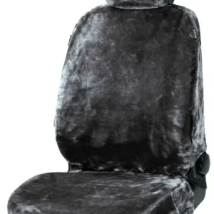 Nouvel Arrivage Housse de siège auto Teddy en fausse fourrure, protection de siège individuel, revêtement en fausse fourrure anthracite, 1 pièce