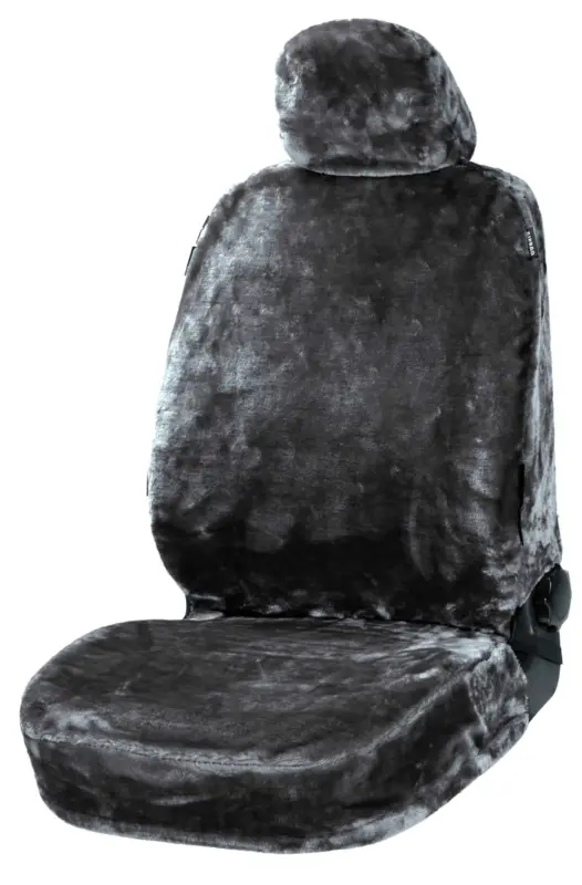 Nouvel Arrivage Housse de siège auto Teddy en fausse fourrure, protection de siège individuel, revêtement en fausse fourrure anthracite, 1 pièce