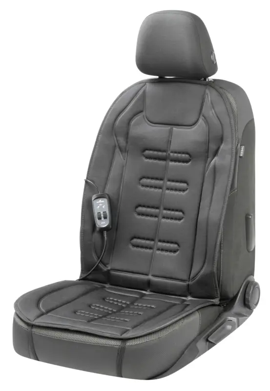Premium housse de siège chauffante, modèle Caldo - Dossier et assise chauffants individuellement, 2 niveaux de chauffage au choix, chauffage de siège auto avec prise 12 volts Must-Have
