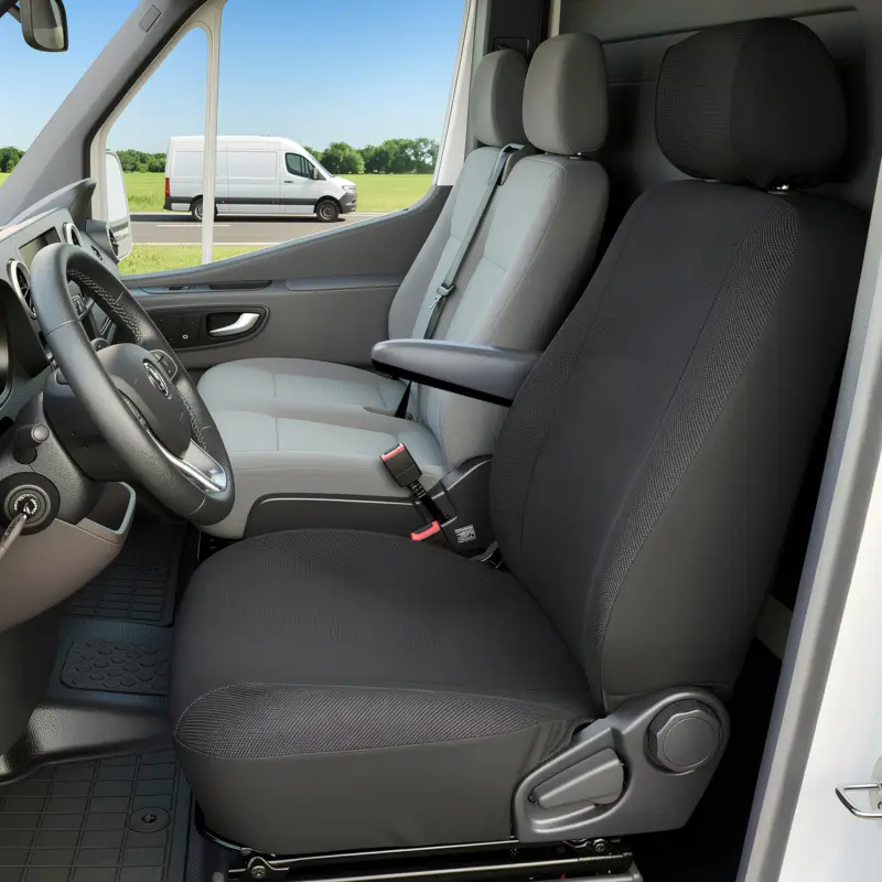 Housse de siège Transporter en tissu pour VW T5, 1 siège individuel à l'avant (évidement accoudoir) Produit De Marque